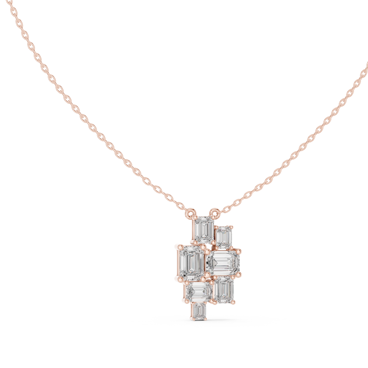 3.88 Ct Emerald Cut Lab Grown 10k Solid Gold New Vintage Diamond Pendant For Her - HIGHCARAT DIAMONDS