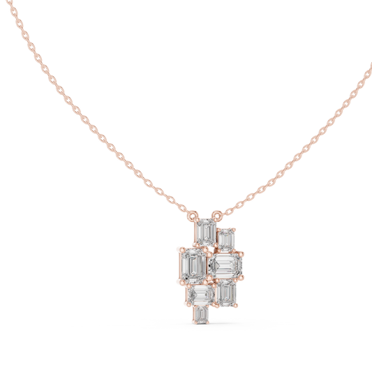 3.88 Ct Emerald Cut Lab Grown 10k Solid Gold New Vintage Diamond Pendant For Her - HIGHCARAT DIAMONDS