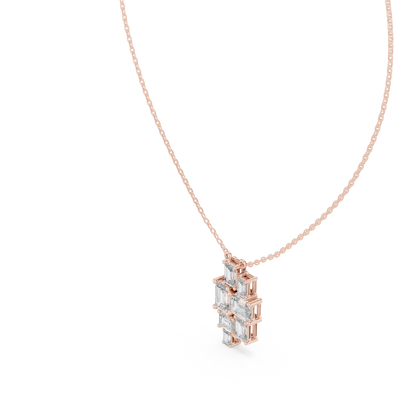 3.88 Ct Emerald Cut Lab Grown 10k Solid Gold New Vintage Diamond Pendant For Her - HIGHCARAT DIAMONDS