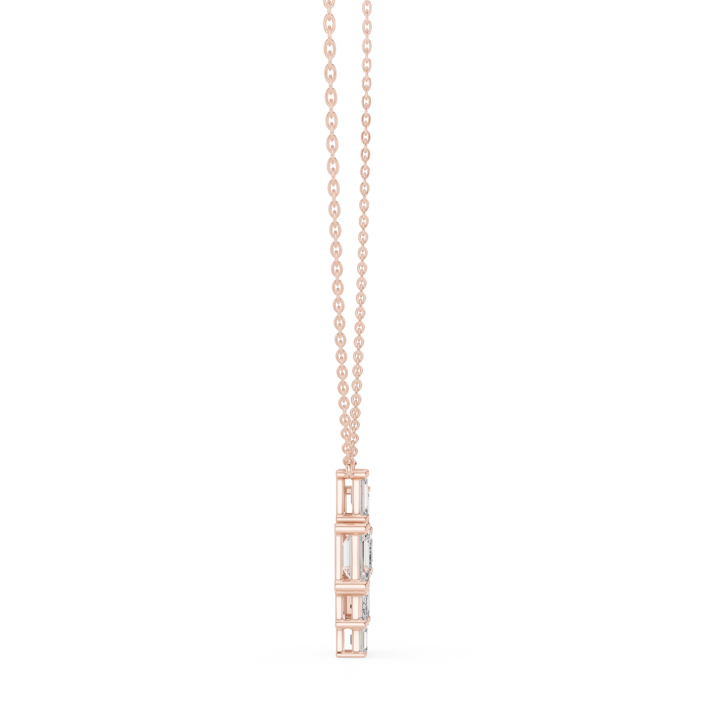 3.88 Ct Emerald Cut Lab Grown 10k Solid Gold New Vintage Diamond Pendant For Her - HIGHCARAT DIAMONDS
