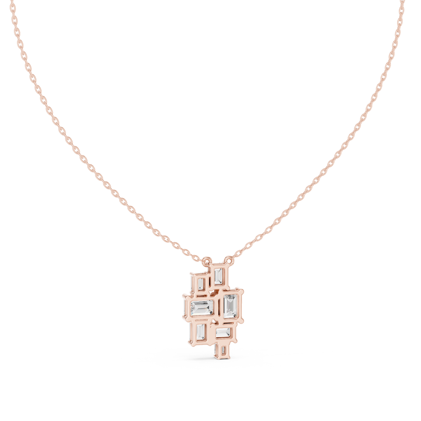 3.88 Ct Emerald Cut Lab Grown 10k Solid Gold New Vintage Diamond Pendant For Her - HIGHCARAT DIAMONDS