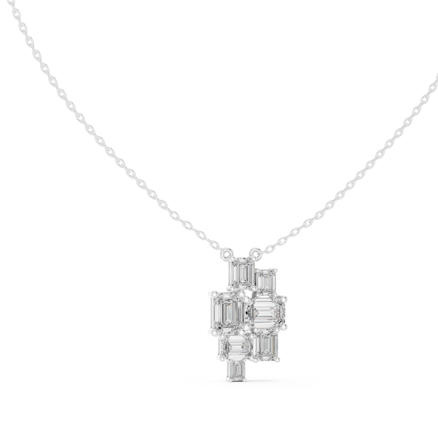3.88 Ct Emerald Cut Lab Grown 10k Solid Gold New Vintage Diamond Pendant For Her - HIGHCARAT DIAMONDS