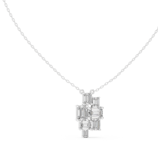 3.88 Ct Emerald Cut Lab Grown 10k Solid Gold New Vintage Diamond Pendant For Her - HIGHCARAT DIAMONDS