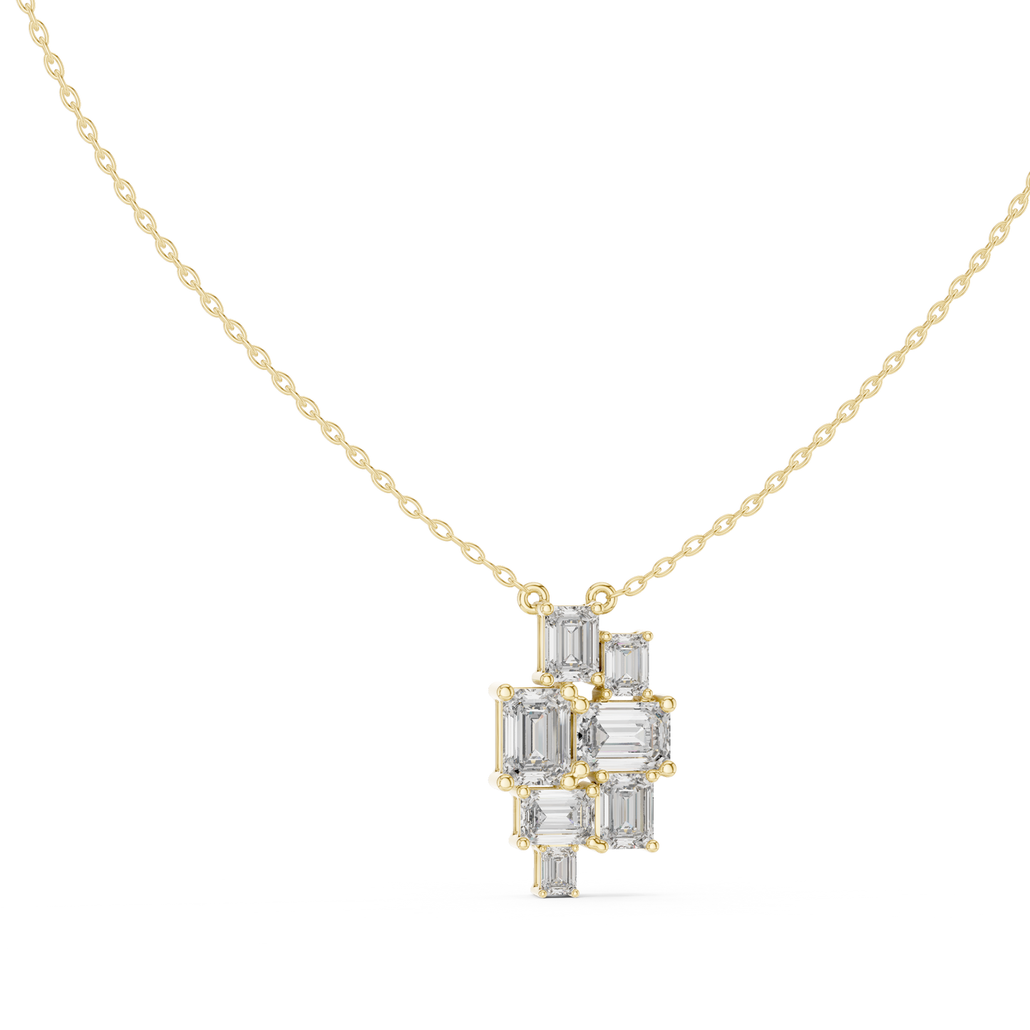 3.88 Ct Emerald Cut Lab Grown 10k Solid Gold New Vintage Diamond Pendant For Her - HIGHCARAT DIAMONDS