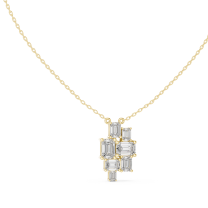 3.88 Ct Emerald Cut Lab Grown 10k Solid Gold New Vintage Diamond Pendant For Her - HIGHCARAT DIAMONDS