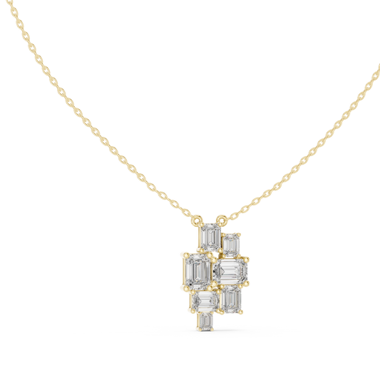 3.88 Ct Emerald Cut Lab Grown 10k Solid Gold New Vintage Diamond Pendant For Her - HIGHCARAT DIAMONDS