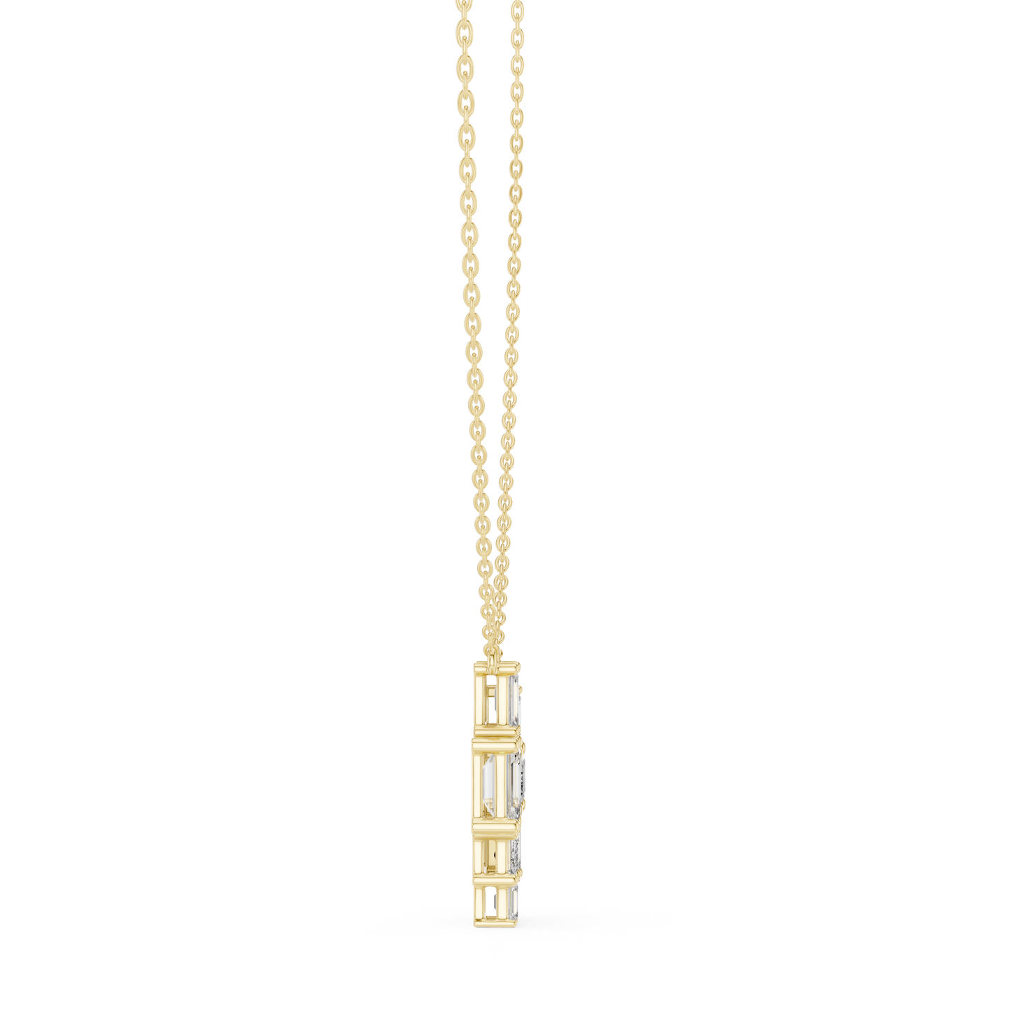 3.88 Ct Emerald Cut Lab Grown 10k Solid Gold New Vintage Diamond Pendant For Her - HIGHCARAT DIAMONDS