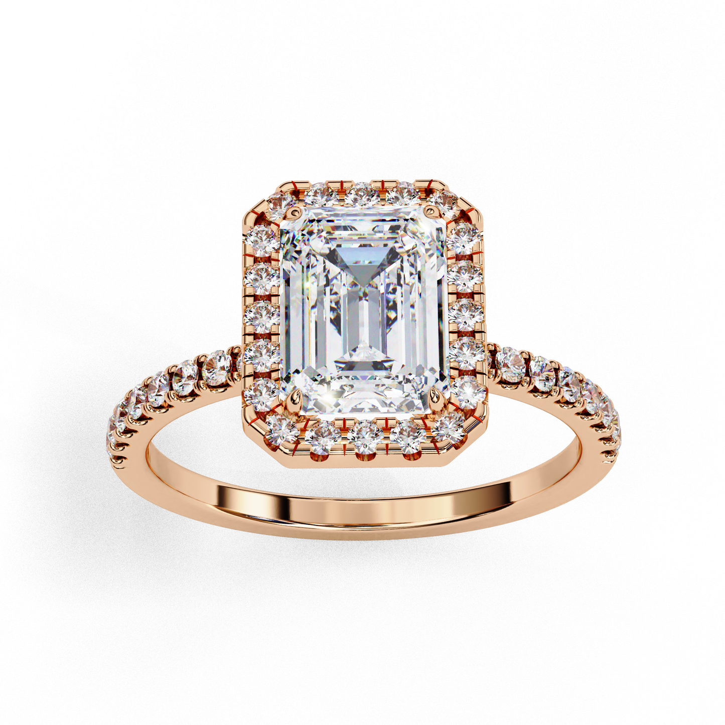 Emerald and Round Cut 2.02 Ct  Lab Grown Diamond Art Deco Cluster Delicate Style Engagement Ring Gift for Her - HIGHCARAT DIAMONDS