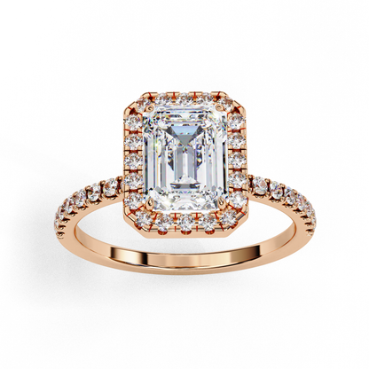 Emerald and Round Cut 2.02 Ct  Lab Grown Diamond Art Deco Cluster Delicate Style Engagement Ring Gift for Her - HIGHCARAT DIAMONDS