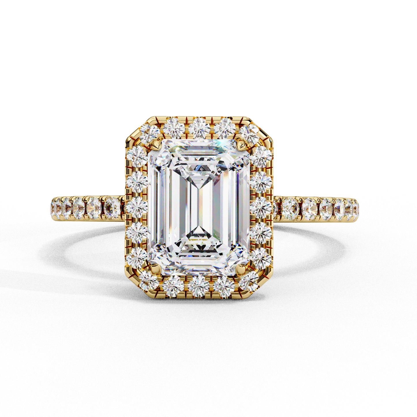 Emerald and Round Cut 2.02 Ct  Lab Grown Diamond Art Deco Cluster Delicate Style Engagement Ring Gift for Her - HIGHCARAT DIAMONDS