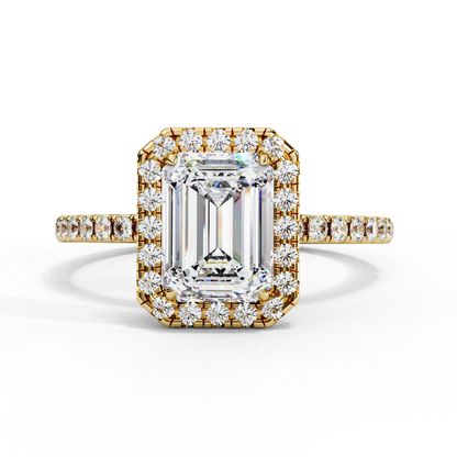 Emerald and Round Cut 2.02 Ct  Lab Grown Diamond Art Deco Cluster Delicate Style Engagement Ring Gift for Her - HIGHCARAT DIAMONDS