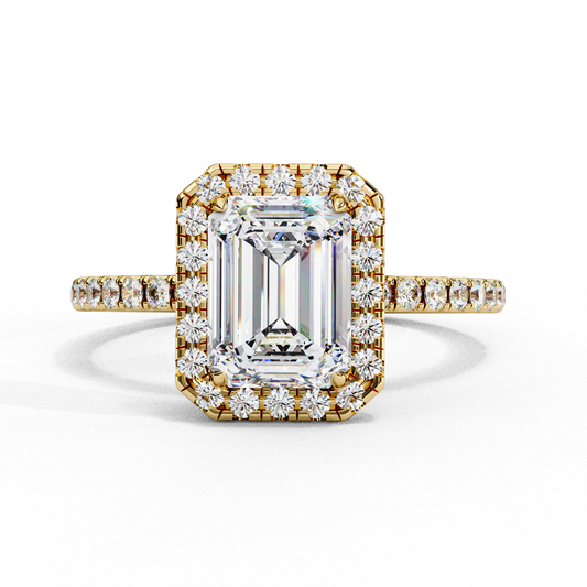 Emerald and Round Cut 2.02 Ct  Lab Grown Diamond Art Deco Cluster Delicate Style Engagement Ring Gift for Her - HIGHCARAT DIAMONDS
