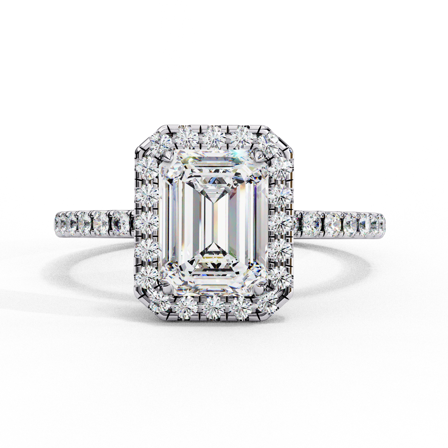 Emerald and Round Cut 2.02 Ct  Lab Grown Diamond Art Deco Cluster Delicate Style Engagement Ring Gift for Her - HIGHCARAT DIAMONDS
