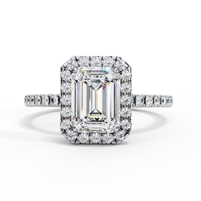 Emerald and Round Cut 2.02 Ct  Lab Grown Diamond Art Deco Cluster Delicate Style Engagement Ring Gift for Her - HIGHCARAT DIAMONDS
