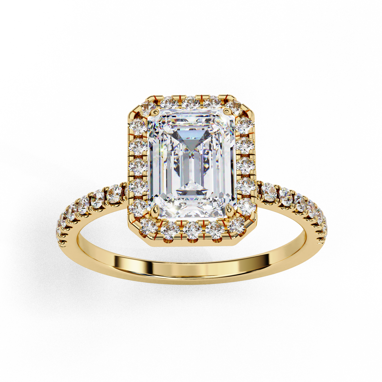 Emerald and Round Cut 2.02 Ct  Lab Grown Diamond Art Deco Cluster Delicate Style Engagement Ring Gift for Her - HIGHCARAT DIAMONDS