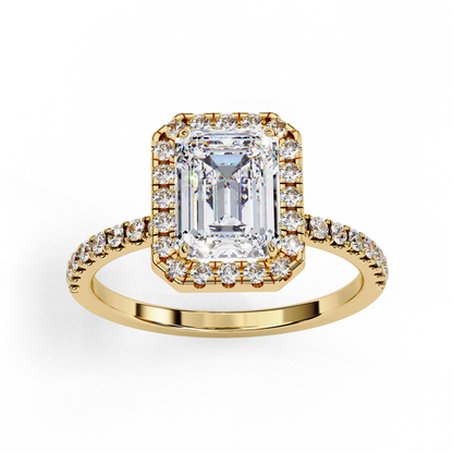 Emerald and Round Cut 2.02 Ct  Lab Grown Diamond Art Deco Cluster Delicate Style Engagement Ring Gift for Her - HIGHCARAT DIAMONDS