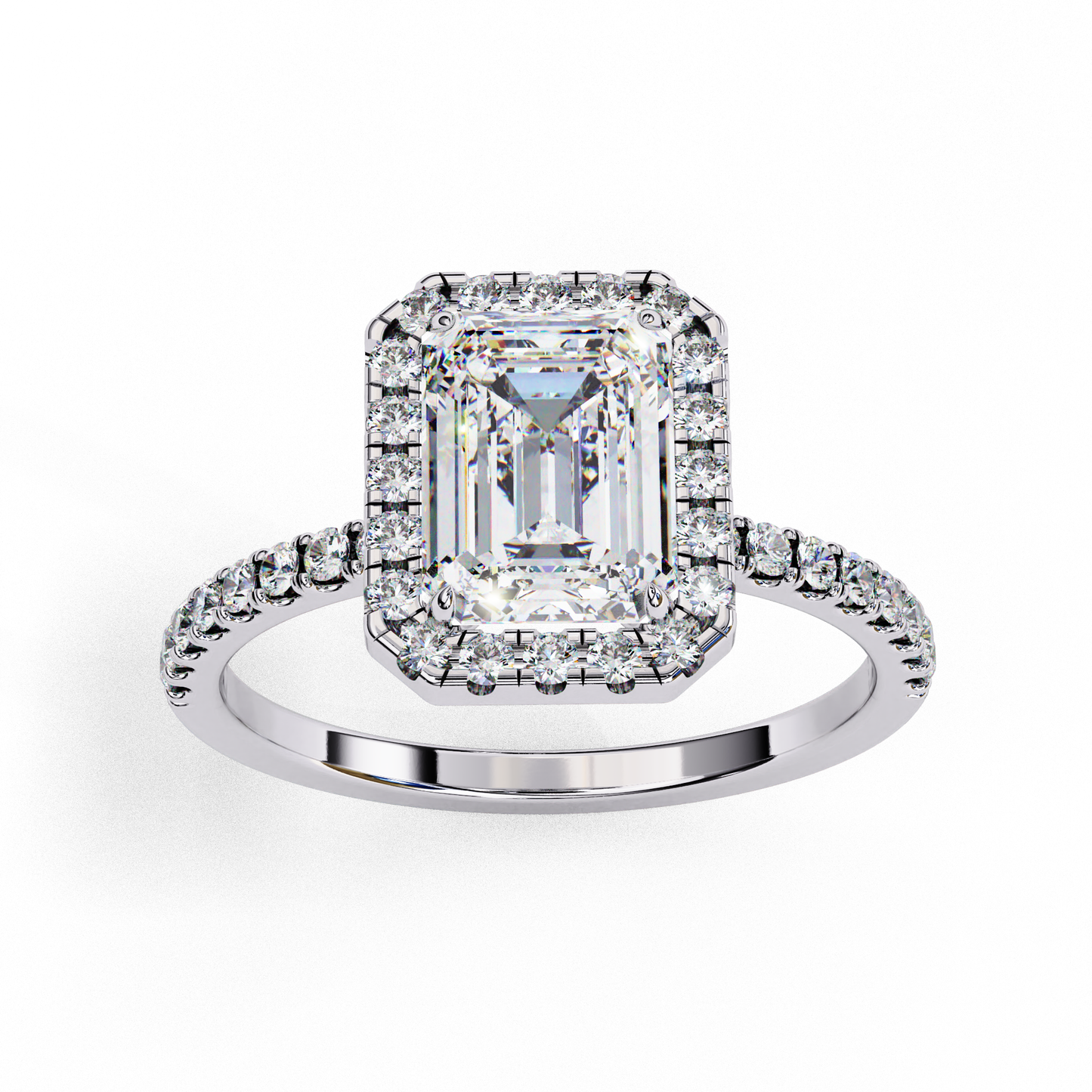 Emerald and Round Cut 2.02 Ct  Lab Grown Diamond Art Deco Cluster Delicate Style Engagement Ring Gift for Her - HIGHCARAT DIAMONDS