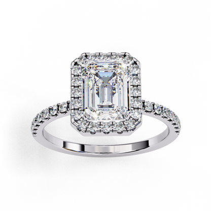 Emerald and Round Cut 2.02 Ct  Lab Grown Diamond Art Deco Cluster Delicate Style Engagement Ring Gift for Her - HIGHCARAT DIAMONDS