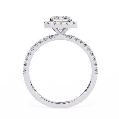 Emerald and Round Cut 2.02 Ct  Lab Grown Diamond Art Deco Cluster Delicate Style Engagement Ring Gift for Her - HIGHCARAT DIAMONDS