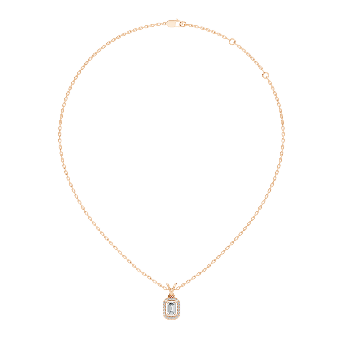 Emerald Cut Lab-Grown Diamond Halo Pendant Perfect Gift For Women's - HIGHCARAT DIAMONDS