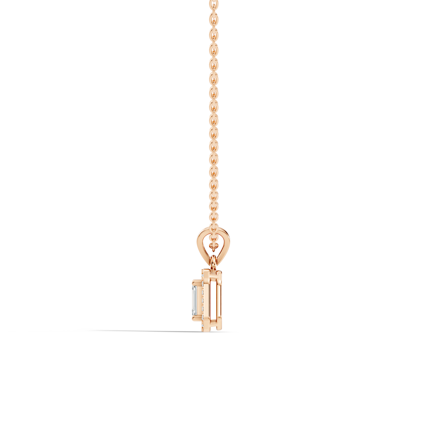 Emerald Cut Lab-Grown Diamond Halo Pendant Perfect Gift For Women's - HIGHCARAT DIAMONDS
