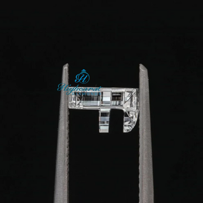 Certified F Letter Cut Lab Grown Diamond with reflective facets and defined contours