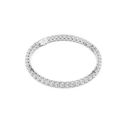 18k Solid Yellow Gold Vintage Minimalist 6.72Ct Round Cut Diamond Dainty Wedding Tennis Bracelet For Women's