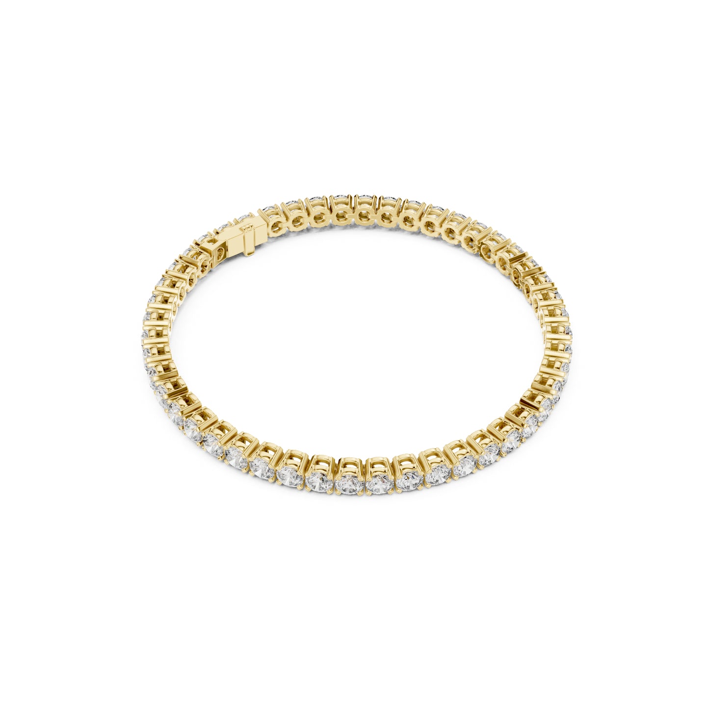 18k Solid Yellow Gold Vintage Minimalist 6.72Ct Round Cut Diamond Dainty Wedding Tennis Bracelet For Women's