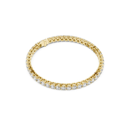 18k Solid Yellow Gold Vintage Minimalist 6.72Ct Round Cut Diamond Dainty Wedding Tennis Bracelet For Women's