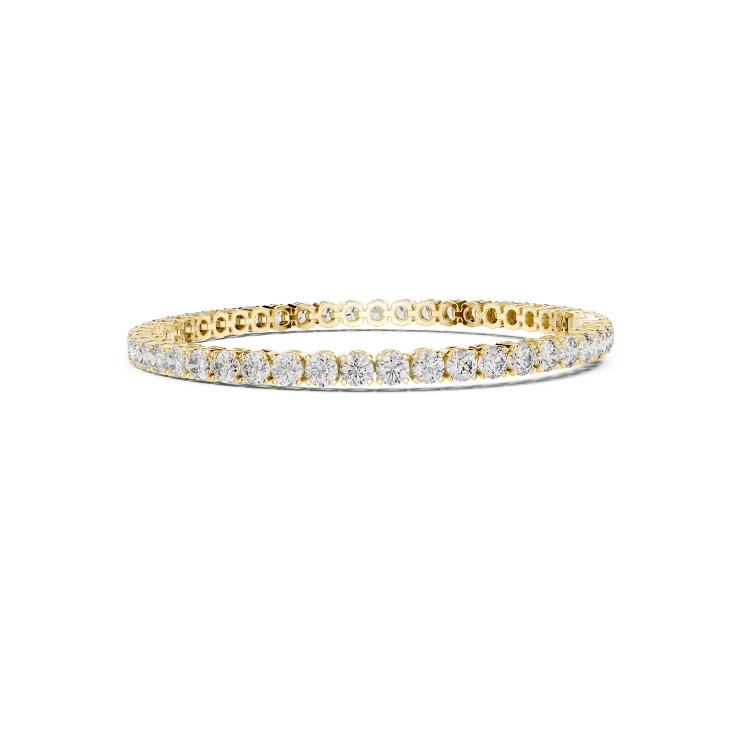 18k Solid Yellow Gold Vintage Minimalist 6.72Ct Round Cut Diamond Dainty Wedding Tennis Bracelet For Women's