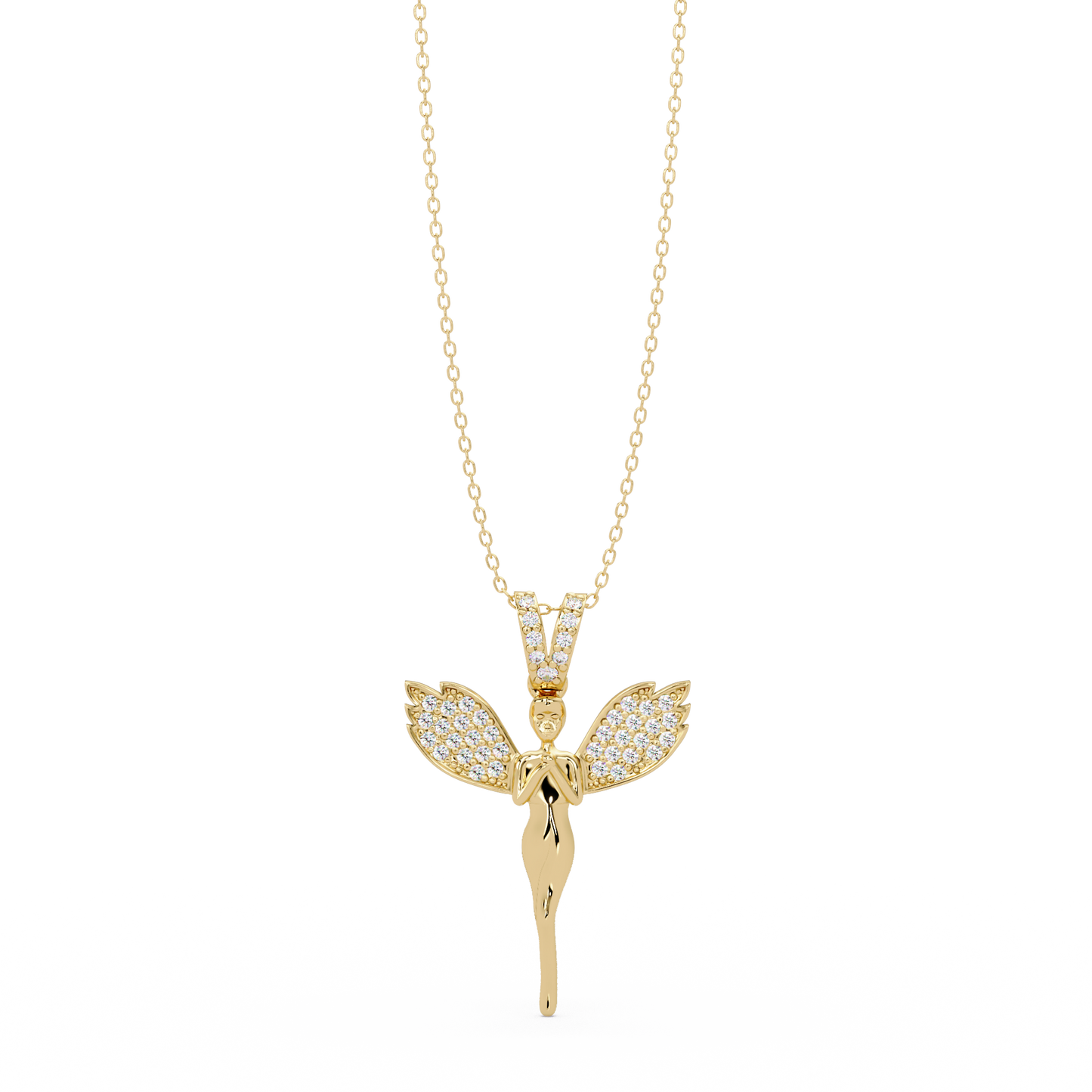 Fairy Wing Round Lab Grown Diamond Pendant - HIGHCARAT DIAMONDS