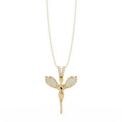 Fairy Wing Round Lab Grown Diamond Pendant - HIGHCARAT DIAMONDS