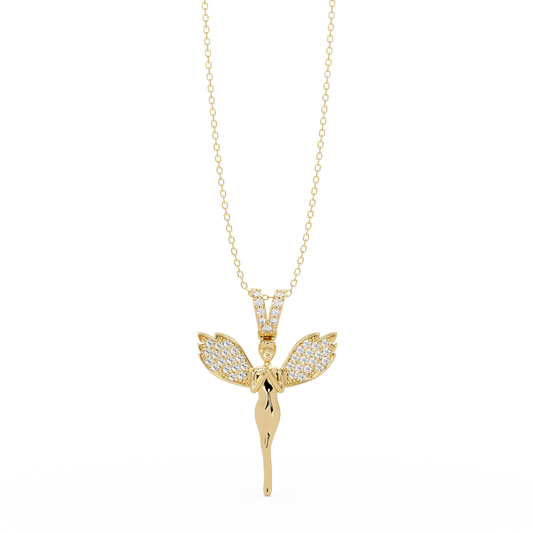 Fairy Wing Round Lab Grown Diamond Pendant - HIGHCARAT DIAMONDS