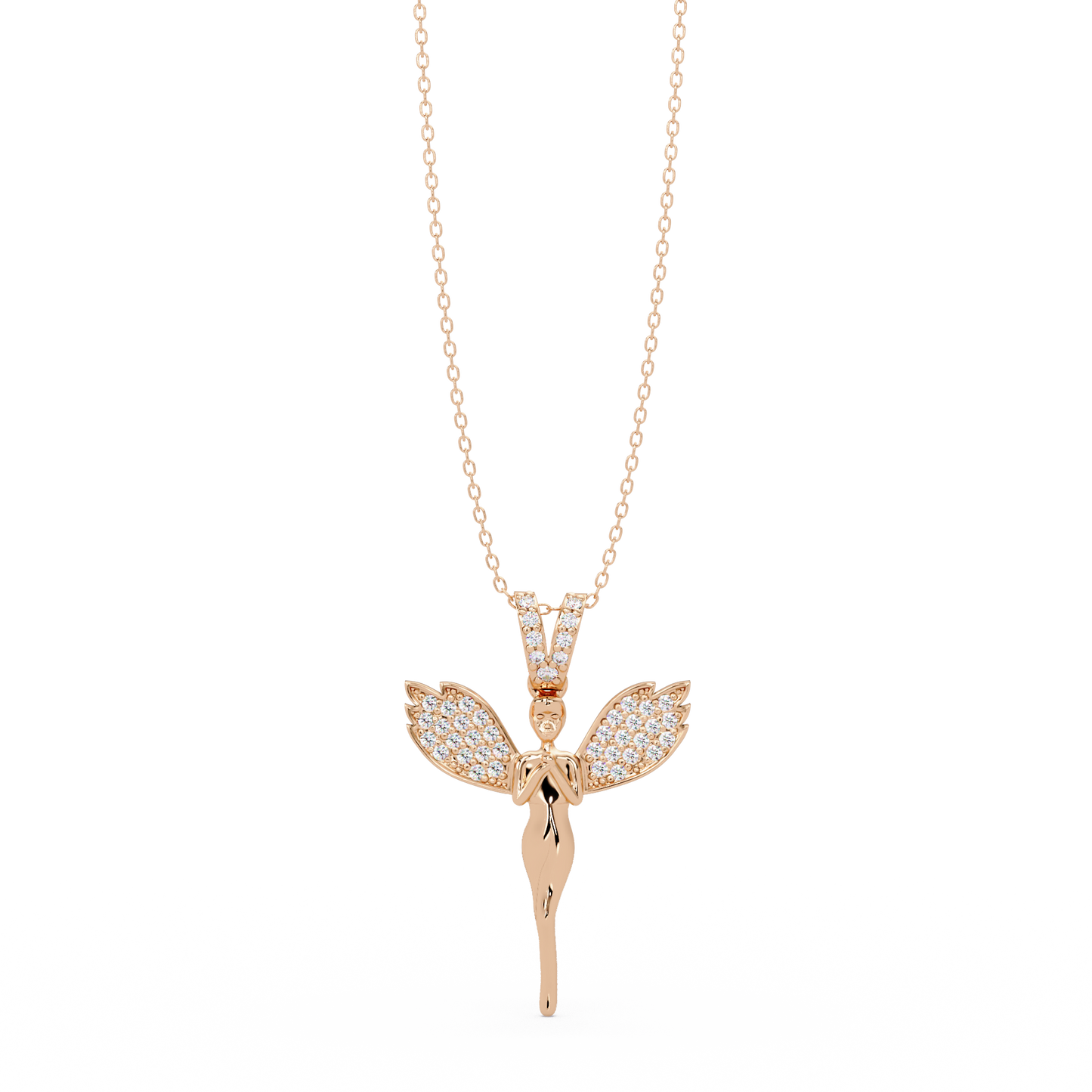 Fairy Wing Round Lab Grown Diamond Pendant - HIGHCARAT DIAMONDS