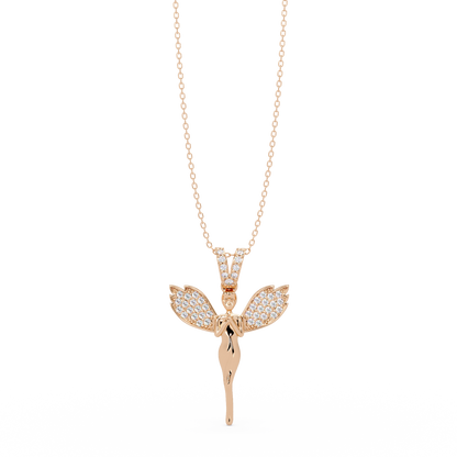 Fairy Wing Round Lab Grown Diamond Pendant - HIGHCARAT DIAMONDS
