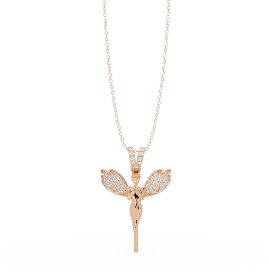 Fairy Wing Round Lab Grown Diamond Pendant - HIGHCARAT DIAMONDS