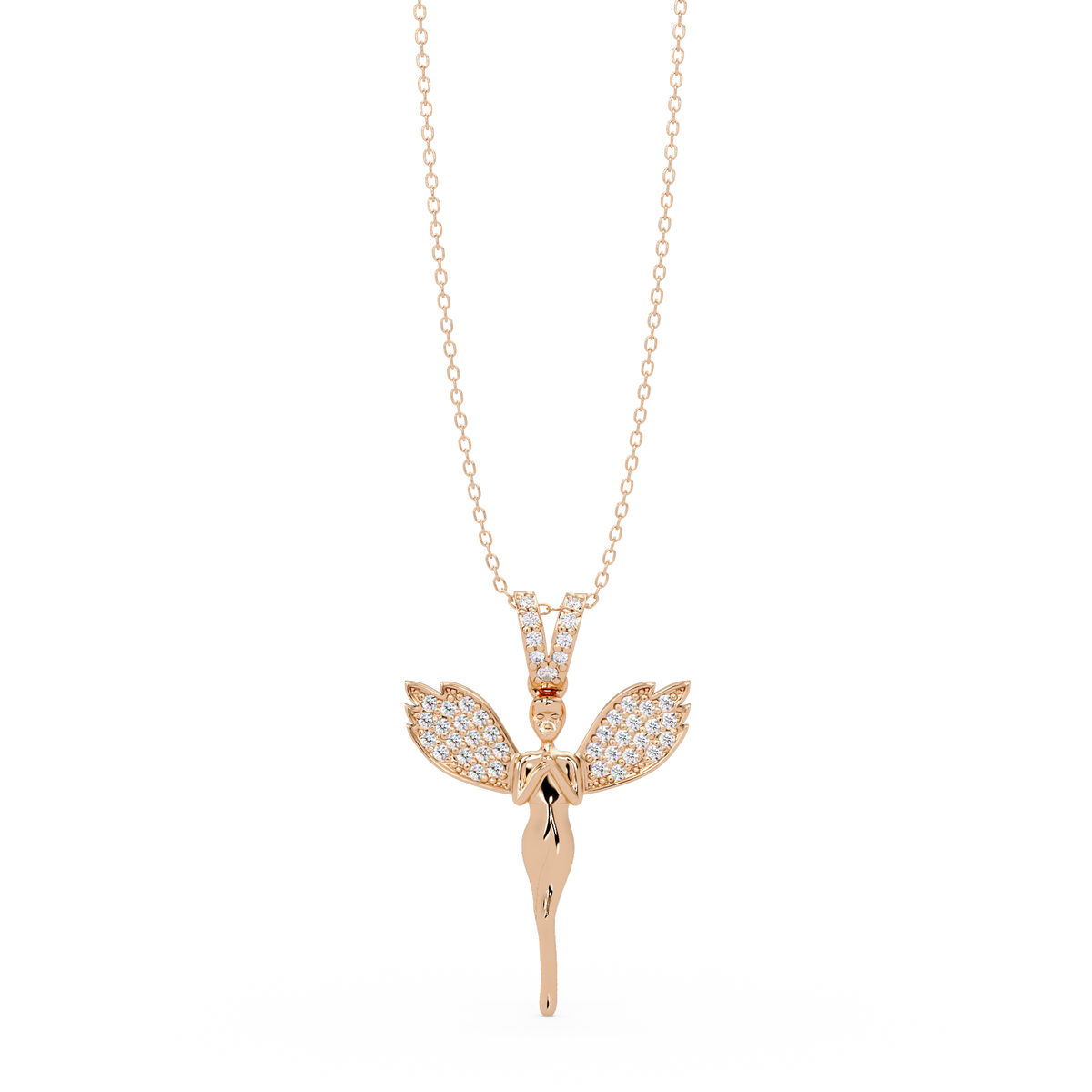 Fairy Wing Round Lab Grown Diamond Pendant - HIGHCARAT DIAMONDS