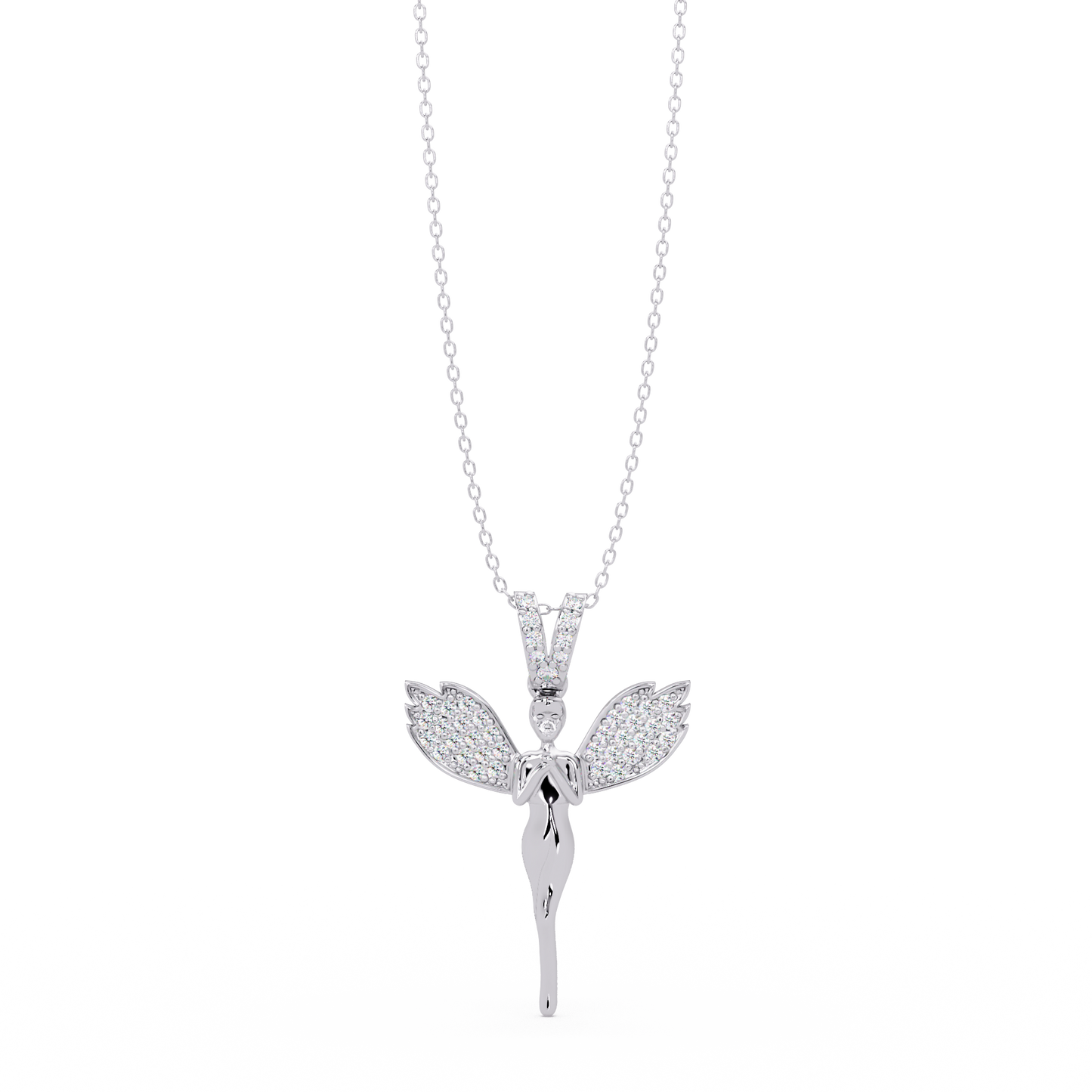 Fairy Wing Round Lab Grown Diamond Pendant - HIGHCARAT DIAMONDS