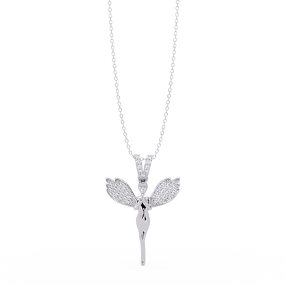 Fairy Wing Round Lab Grown Diamond Pendant - HIGHCARAT DIAMONDS