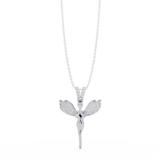Fairy Wing Round Lab Grown Diamond Pendant - HIGHCARAT DIAMONDS