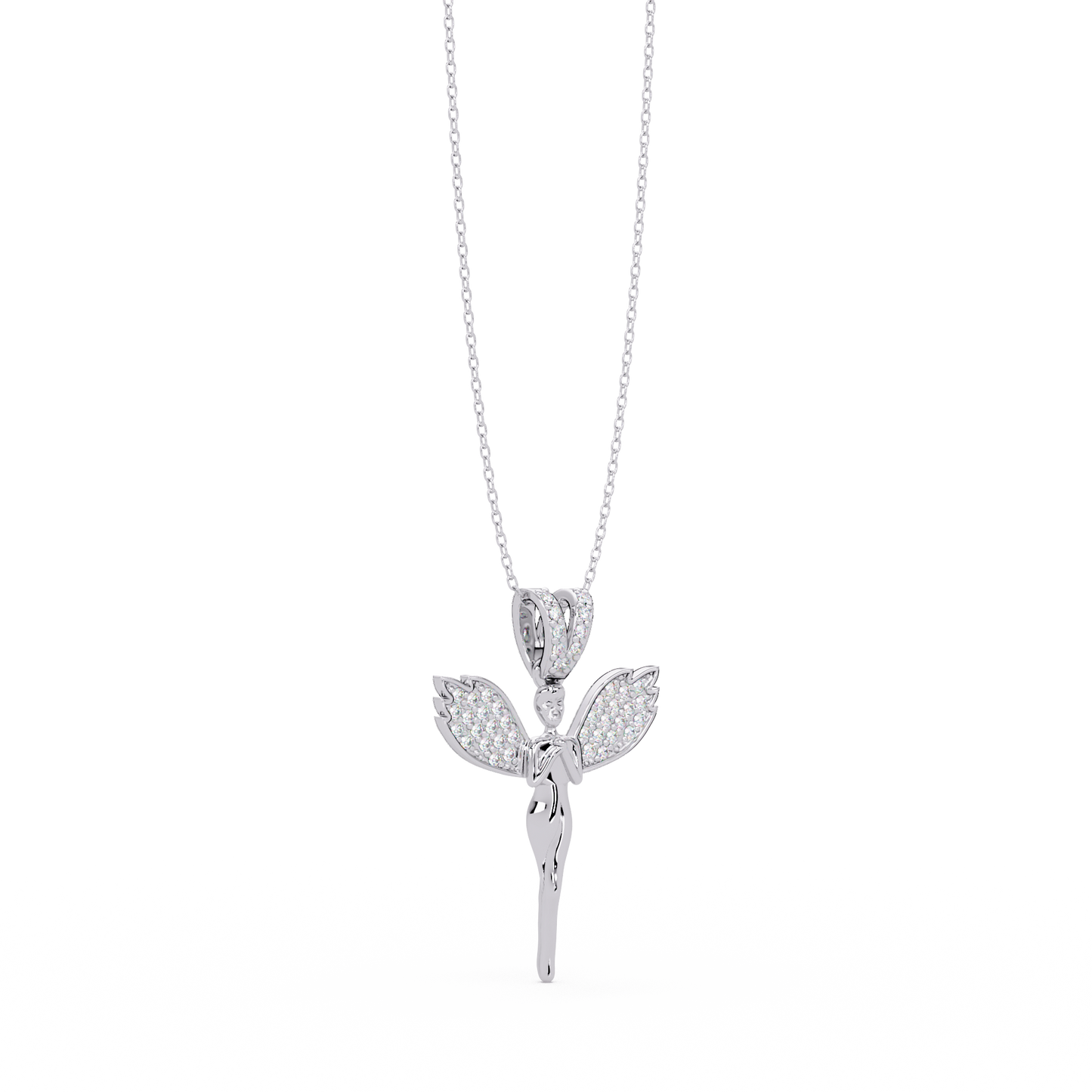 Fairy Wing Round Lab Grown Diamond Pendant - HIGHCARAT DIAMONDS