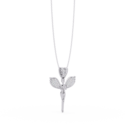 Fairy Wing Round Lab Grown Diamond Pendant - HIGHCARAT DIAMONDS