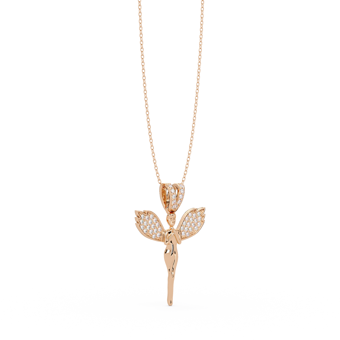 Fairy Wing Round Lab Grown Diamond Pendant - HIGHCARAT DIAMONDS
