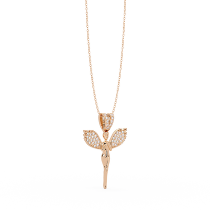Fairy Wing Round Lab Grown Diamond Pendant - HIGHCARAT DIAMONDS