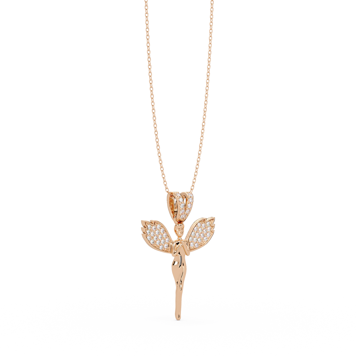 Fairy Wing Round Lab Grown Diamond Pendant - HIGHCARAT DIAMONDS