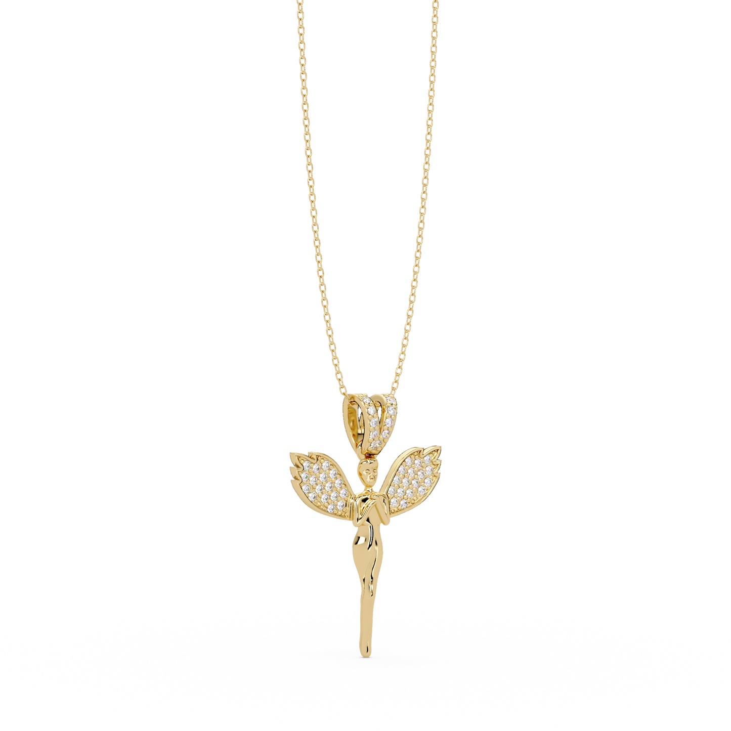 Fairy Wing Round Lab Grown Diamond Pendant - HIGHCARAT DIAMONDS