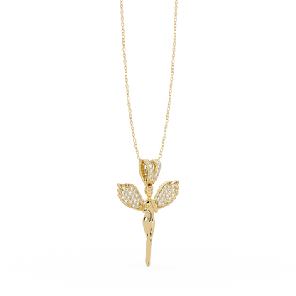 Fairy Wing Round Lab Grown Diamond Pendant - HIGHCARAT DIAMONDS