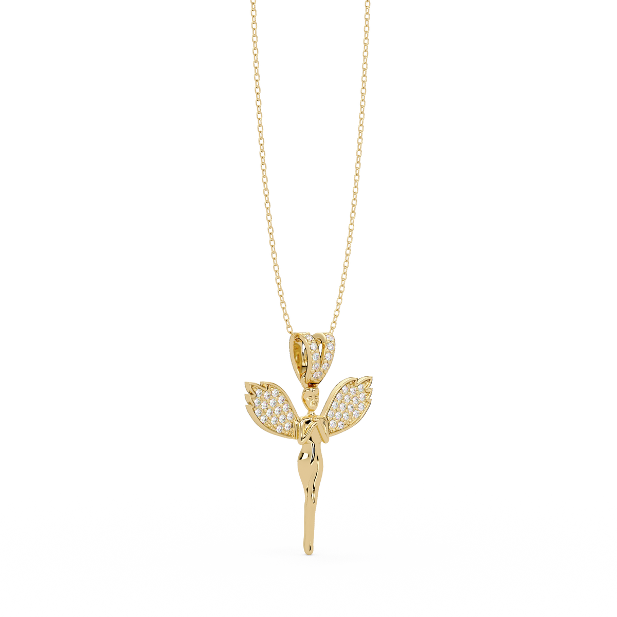 Fairy Wing Round Lab Grown Diamond Pendant - HIGHCARAT DIAMONDS