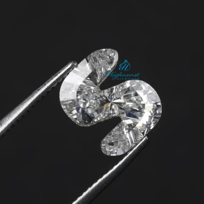 S letter shape loose lab grown diamond featuring precision cut facets and polished finish