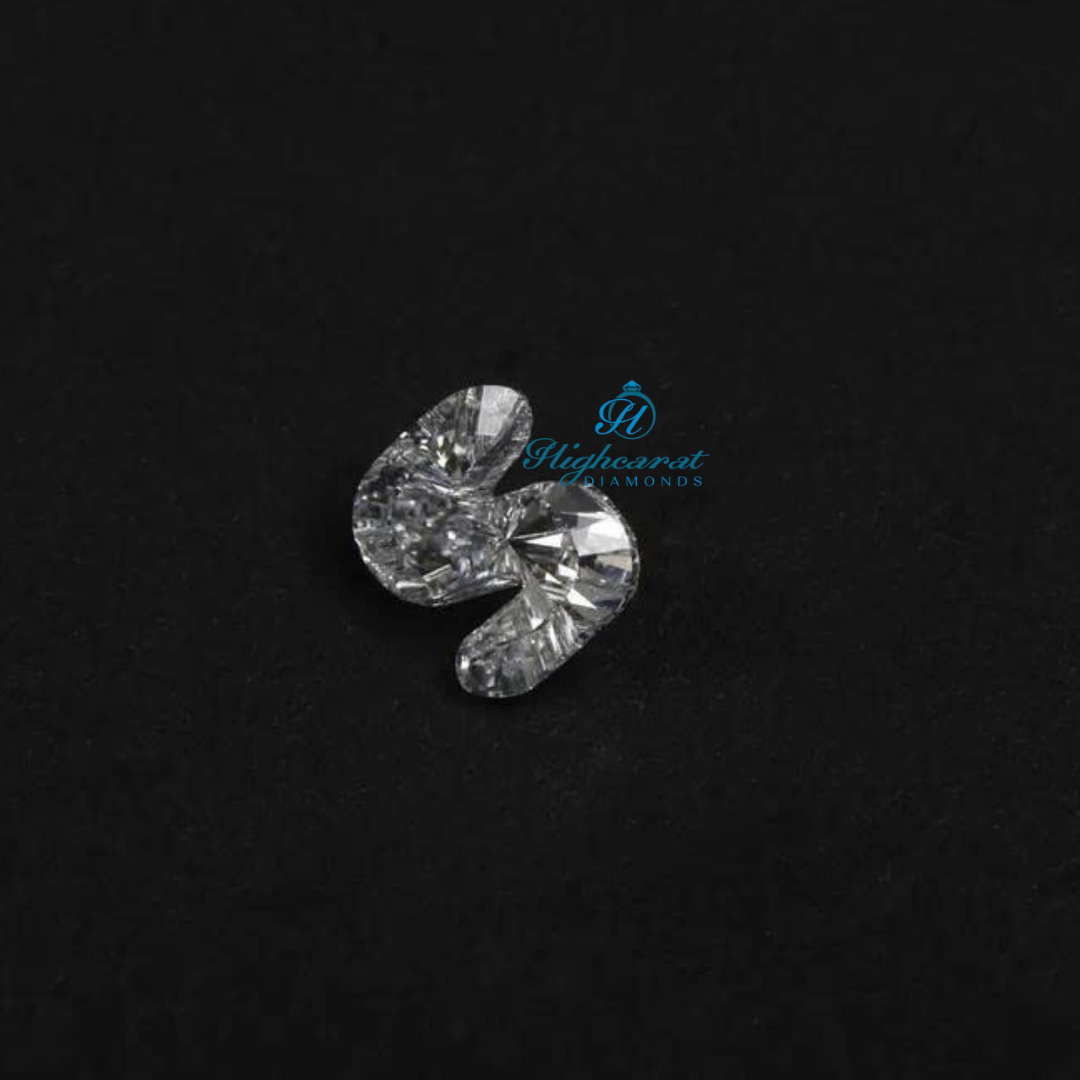 Artistic S shape lab grown diamond featuring decorative custom gemstone design